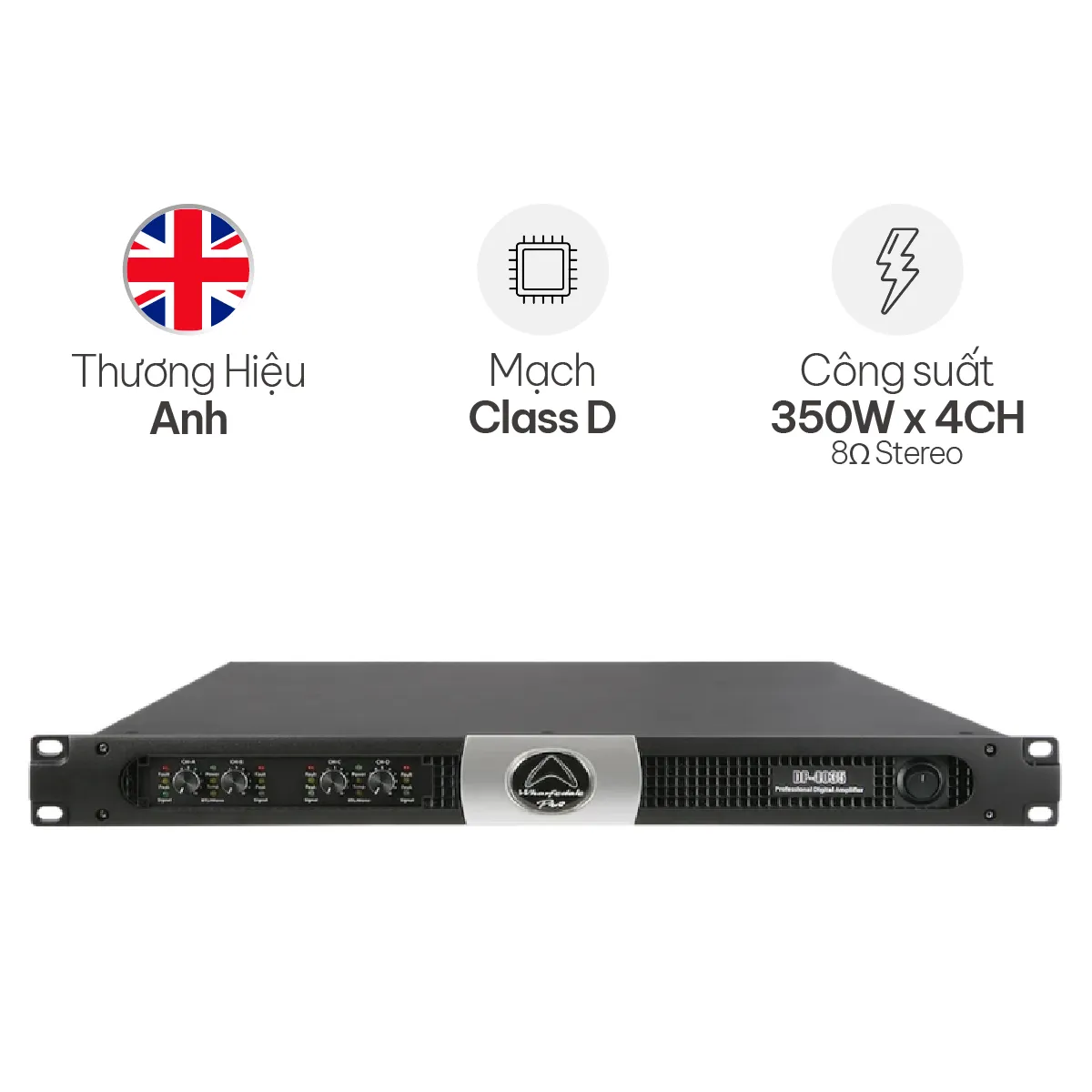 Cục Đẩy Công Suất 4 Kênh Wharfedale DP-4035 (Class D, 350W)