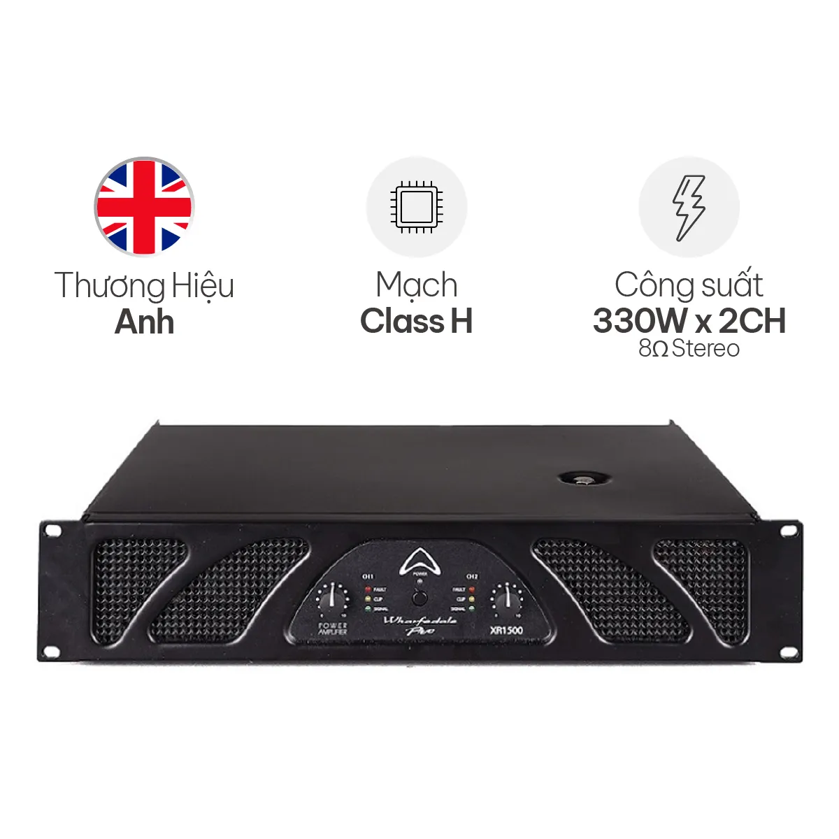 Cục Đẩy Công Suất 2 Kênh Wharfedale XR1500 (330W, Class H)