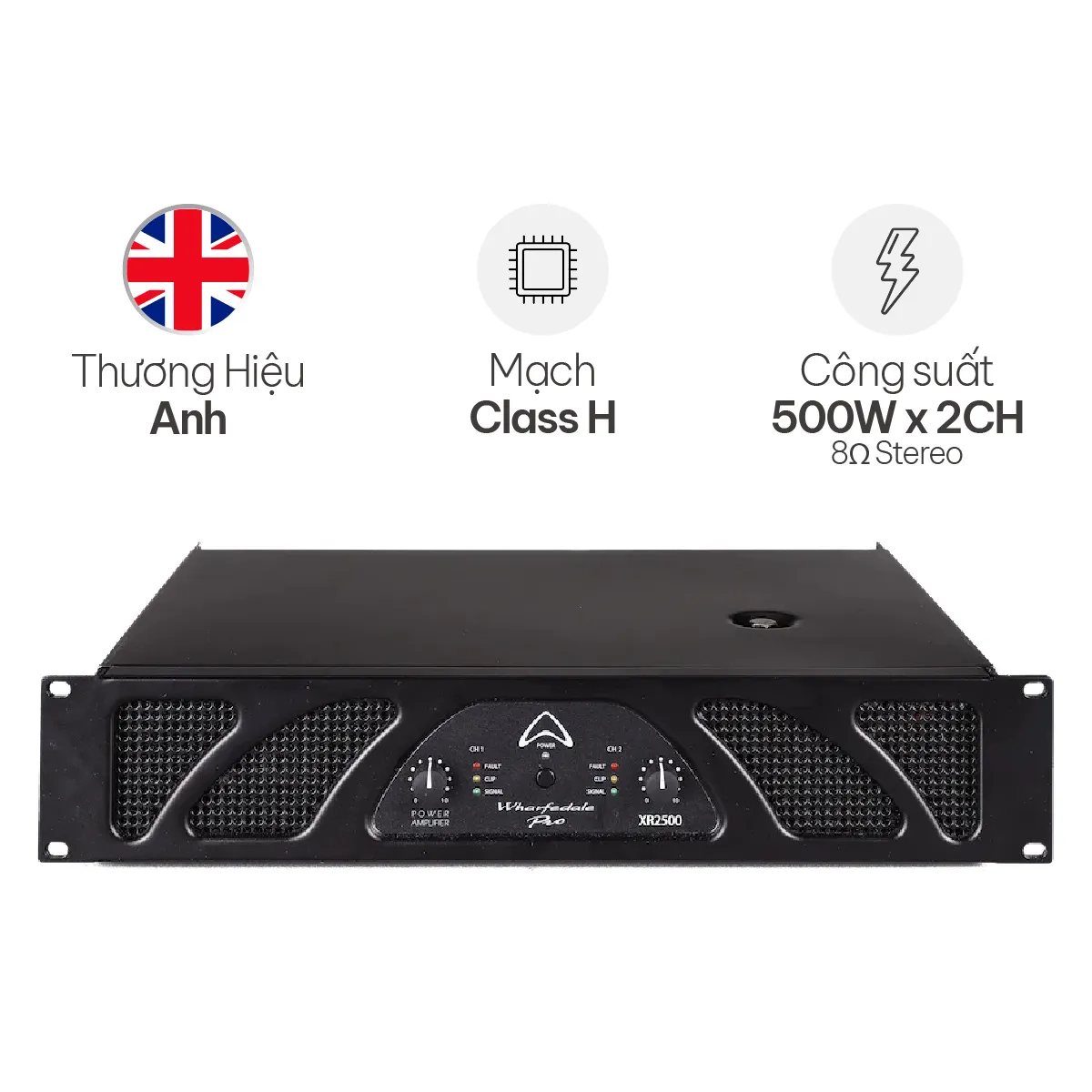 Cục Đẩy Công Suất 2 Kênh Wharfedale XR2500 (500W, Class H)