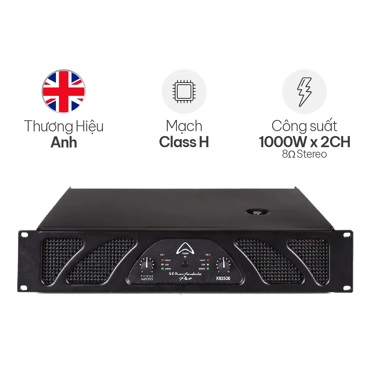 Cục Đẩy Công Suất 2 Kênh Wharfedale XR3500 (1000W, Class H)