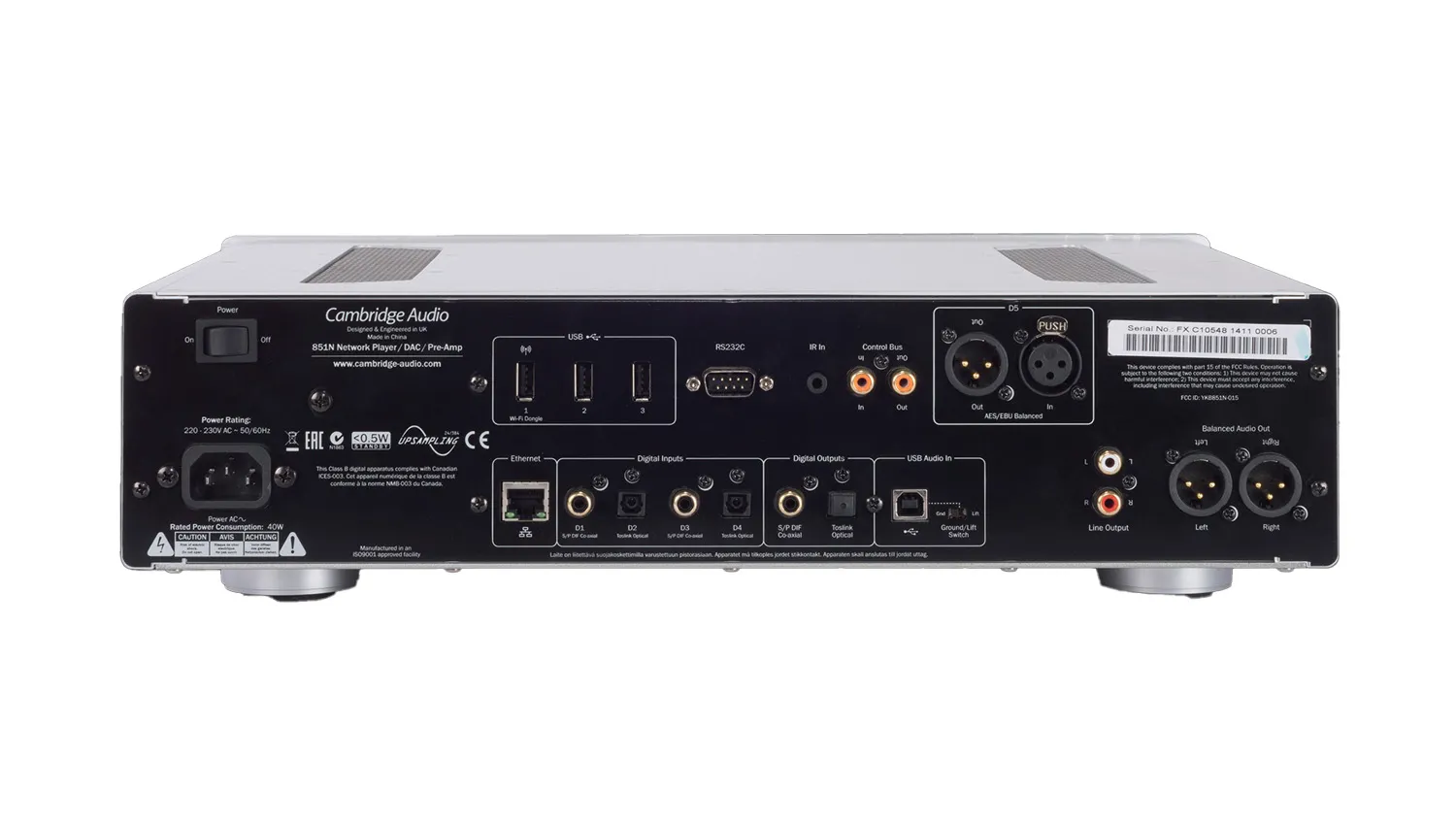 Mặt sau Đầu phát Cambridge Audio Azur 851N