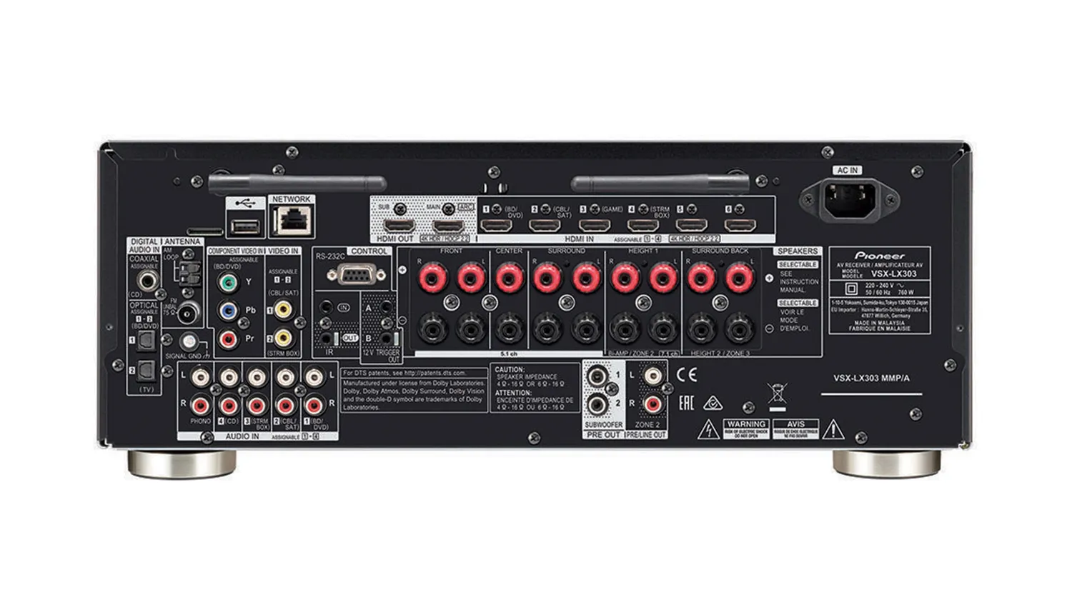 mặt sau Amply Pioneer VSX-Lx303