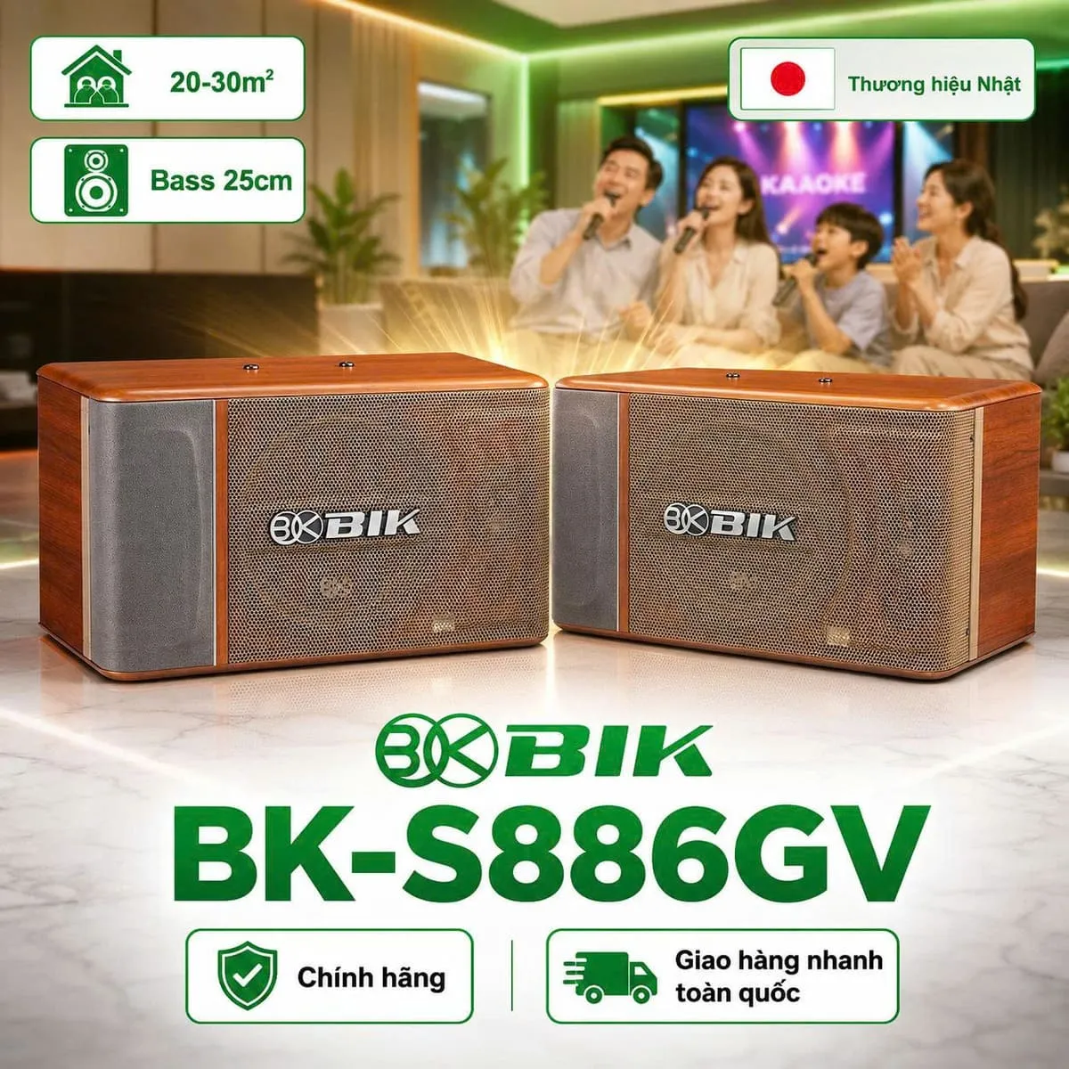 Loa BIK BJ-S886GV (Bass 25cm, 150W RMS)