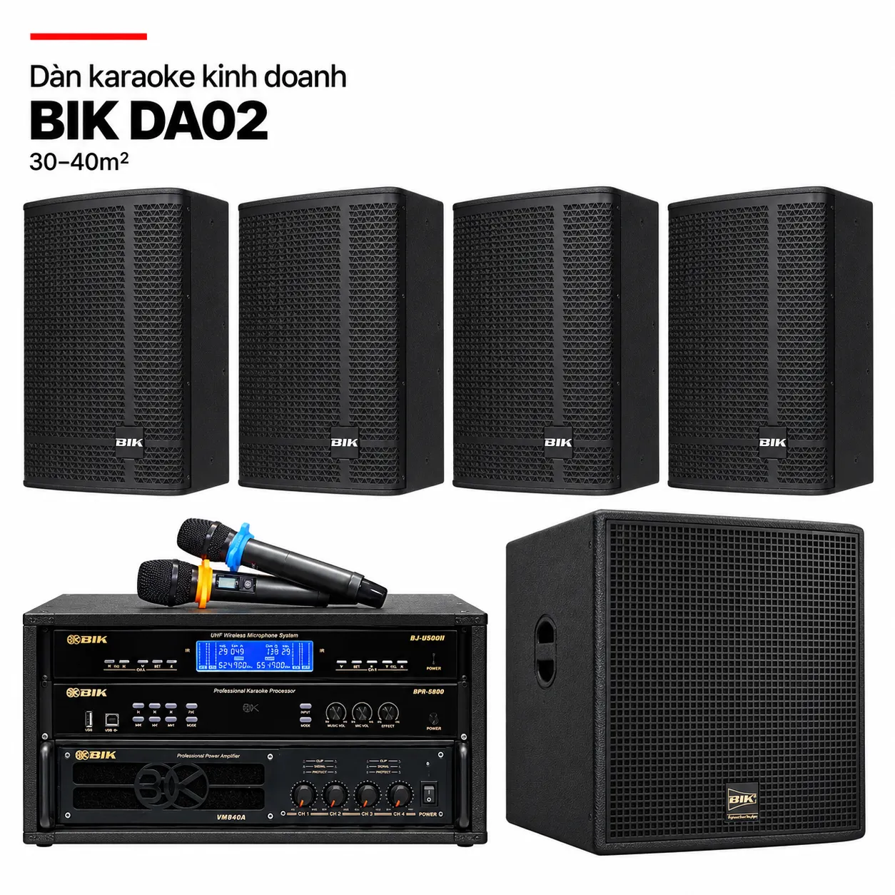 Dàn karaoke BIK DA02 – 4 loa KSP-5012, tủ BIK và sub BBK-W55A