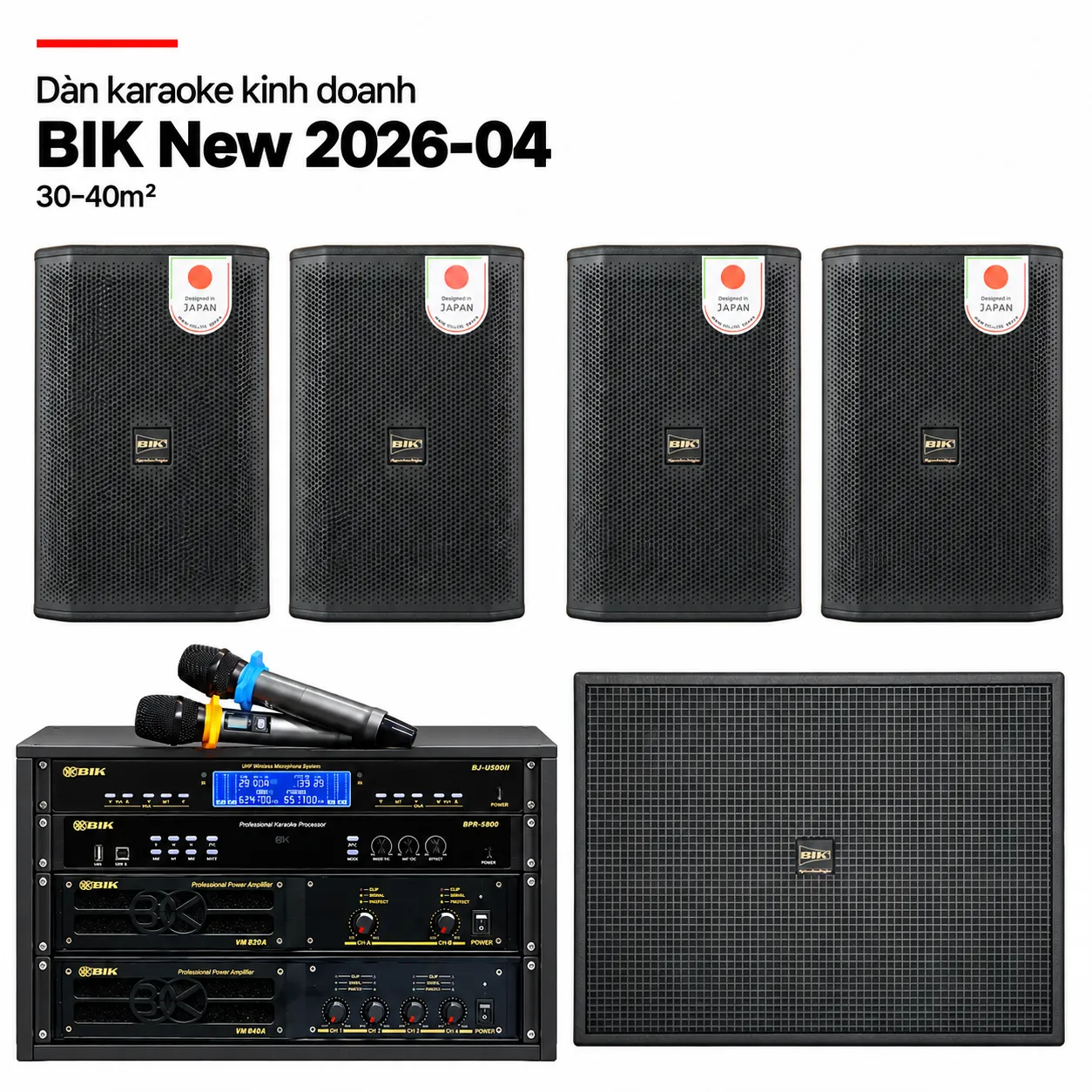 Dàn karaoke BIK New 2026-04 – 4 loa CS-625 và tủ hai cục đẩy BIK