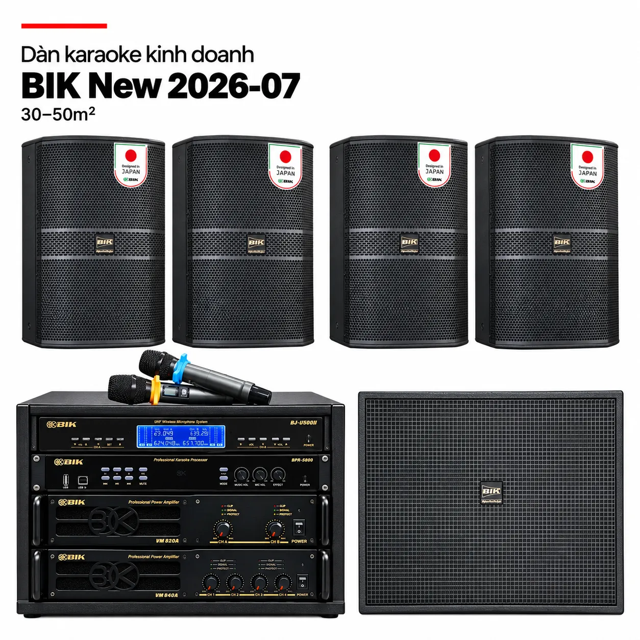 Dàn karaoke BIK New 2026-07 – 4 loa BBK-S312 và tủ thiết bị BIK