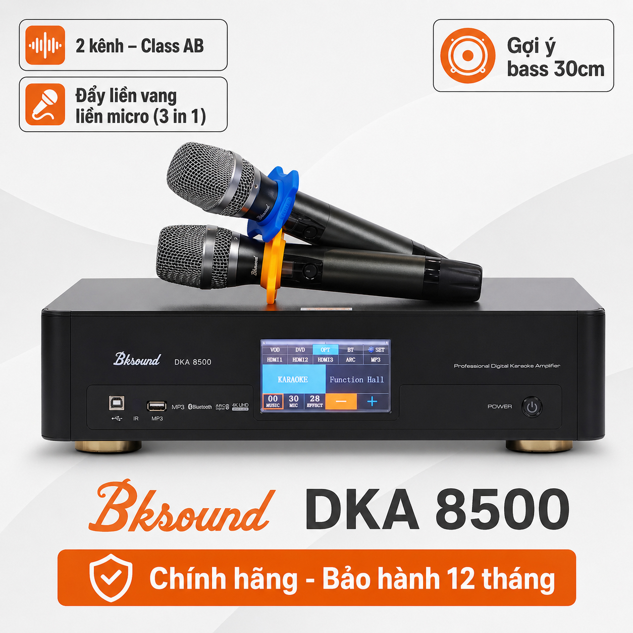 Digital Karaoke Power Amplifier Bksound DKA 8500 (2 kênh, 750W, Kèm micro không dây)