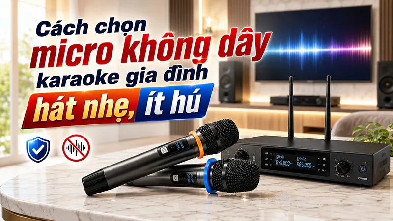 Cách chọn micro không dây karaoke gia đình hát nhẹ, ít hú