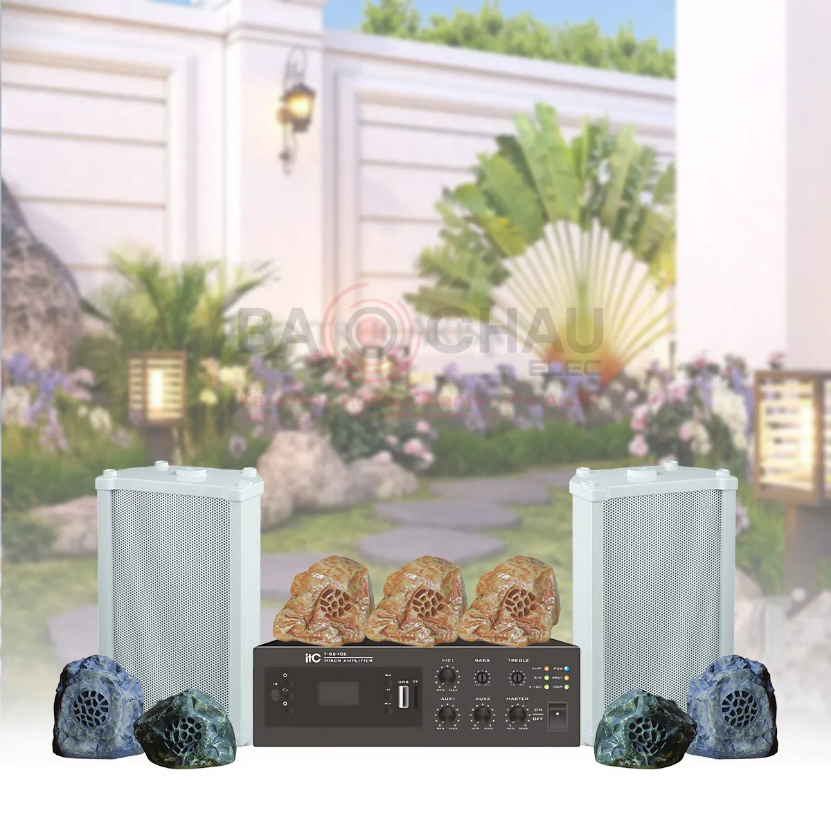 Combo âm thanh nhạc nền sân vườn 100-150m2