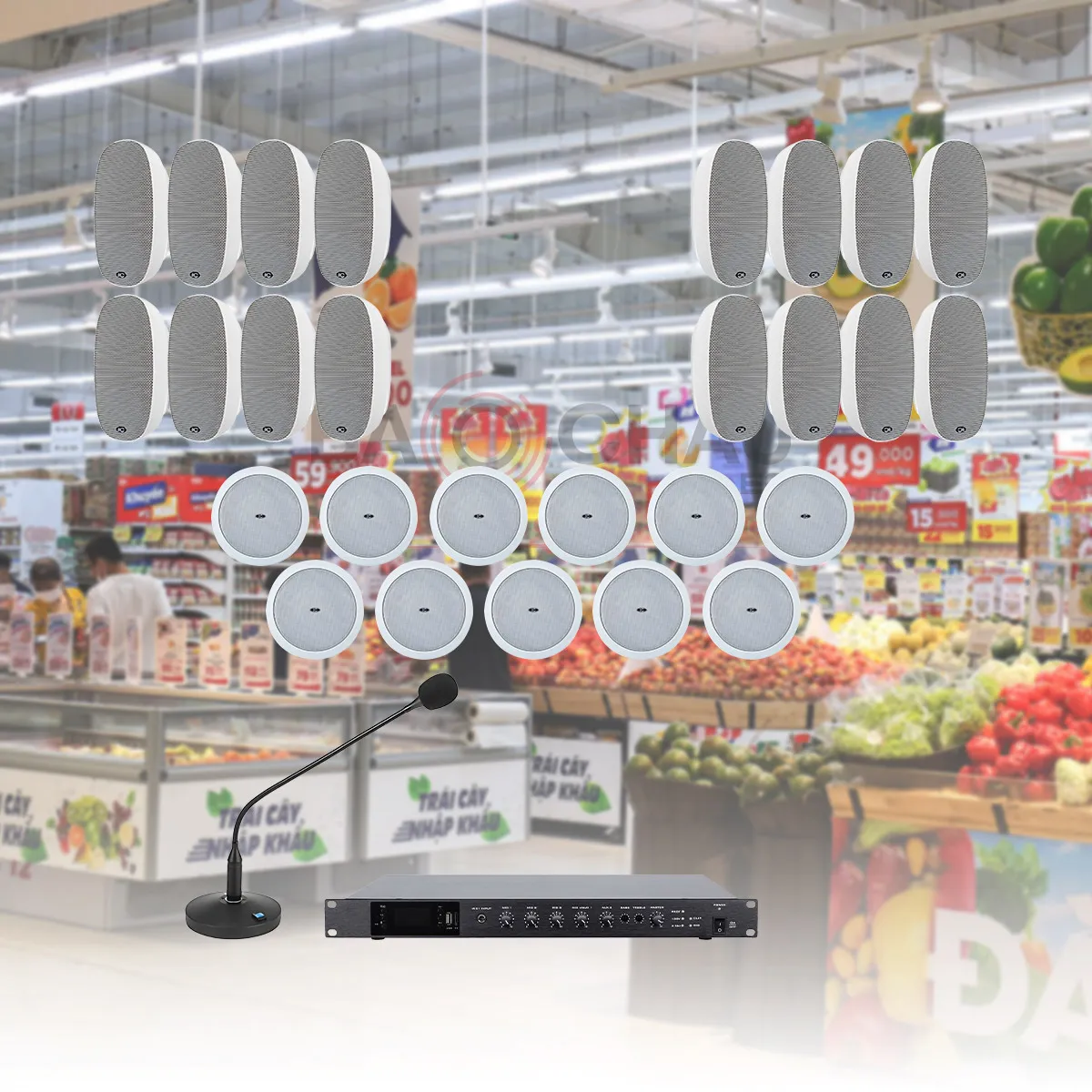 Combo Âm thanh Siêu Thị diện tích dưới 1000m2