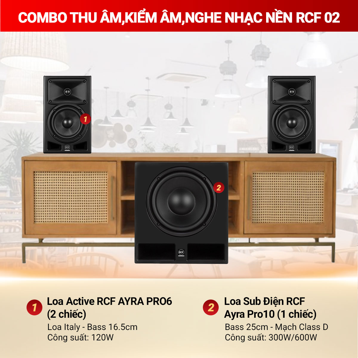 Combo thu &acirc;m, kiểm &acirc;m, nghe nhạc nền RCF 02