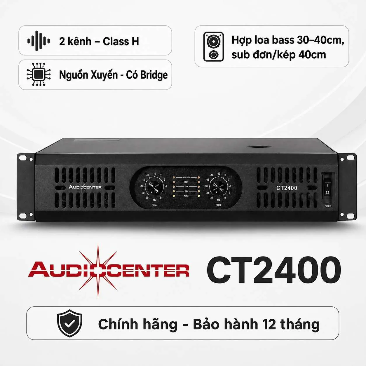 Cục đẩy 2 kênh Audiocenter CT2400