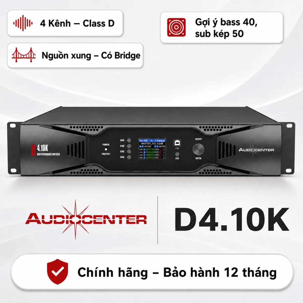 Cục đẩy 4 kênh Audiocenter D4.10K