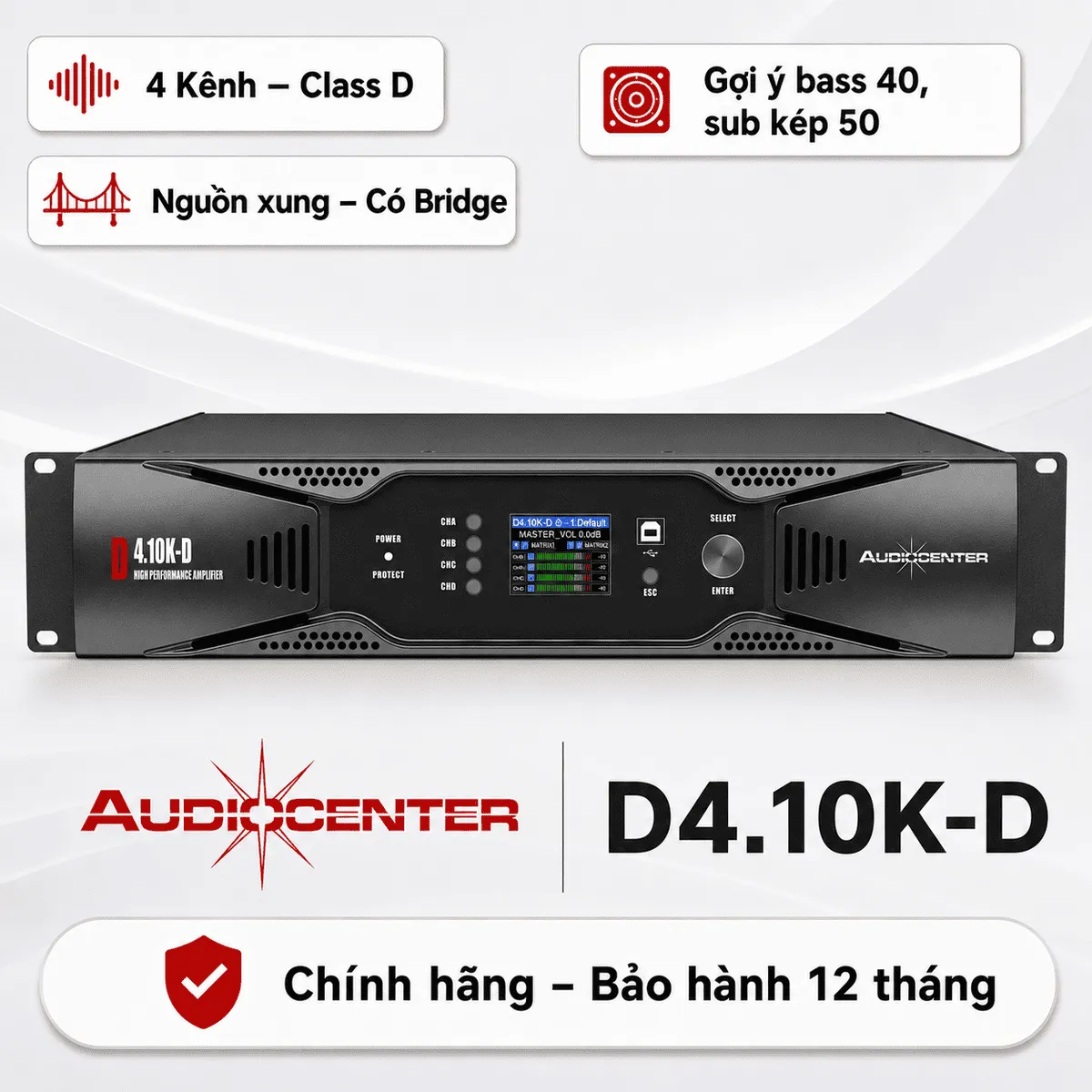 Cục đẩy 4 kênh Audiocenter D4.10K-D