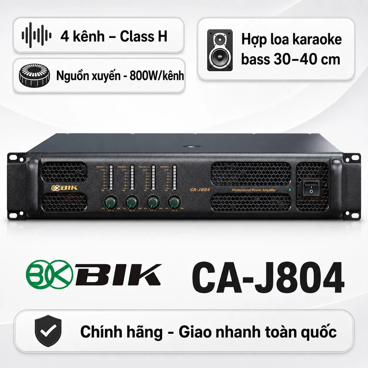 Cục đẩy công suất 4 kênh BIK CA-J804 (800W)