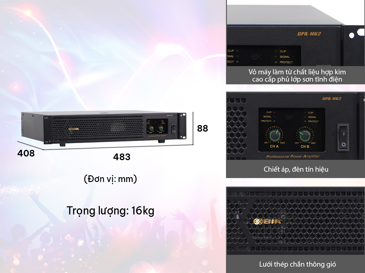 Cục đẩy c&ocirc;ng suất 2 k&ecirc;nh BIK BPA-H62