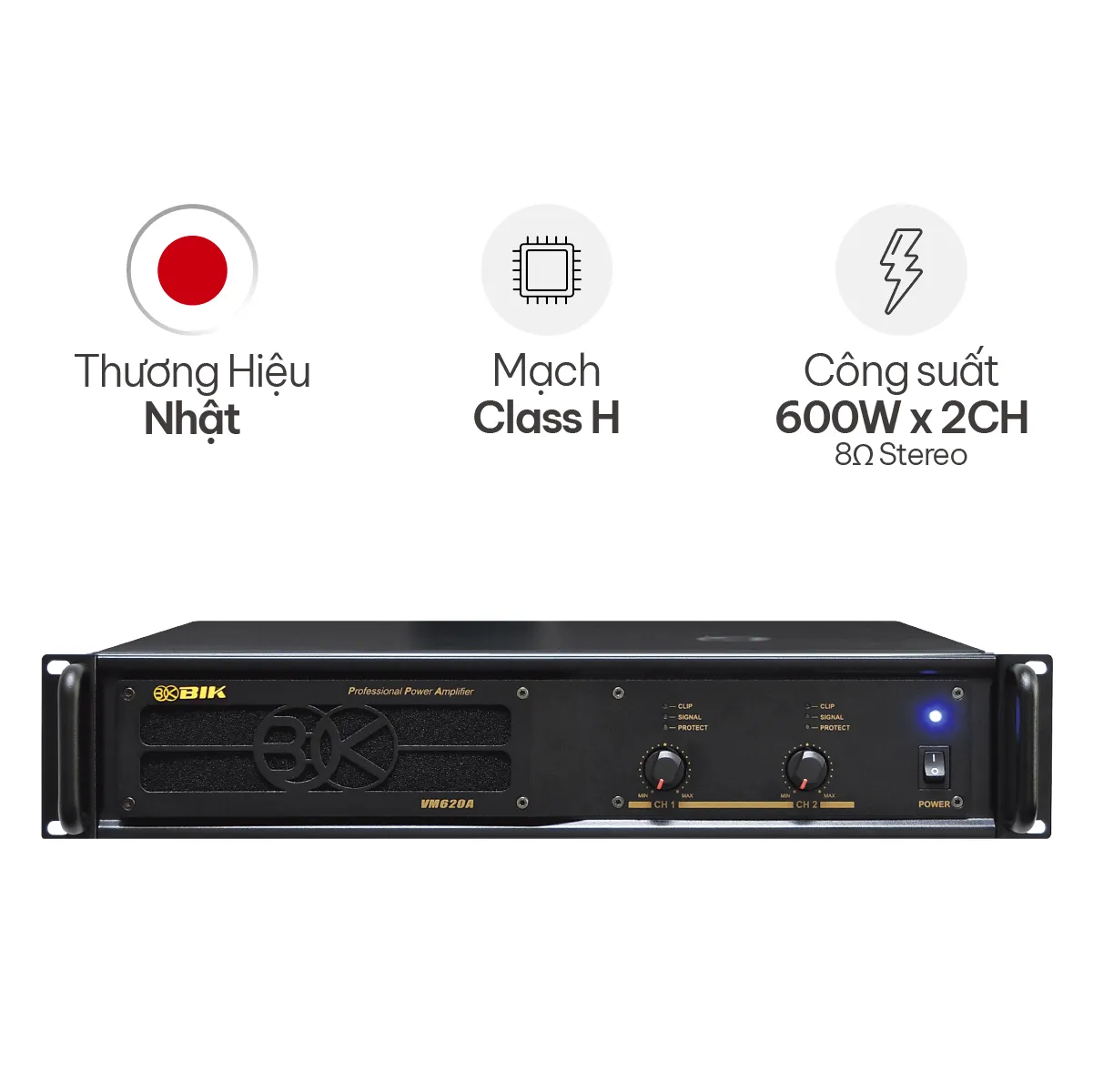 Cục đẩy công suất 2 kênh BIK VM 620A
