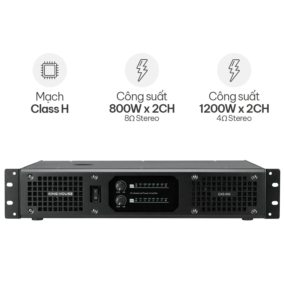 Cục đẩy công suất 2 kênh King House GXS-850
