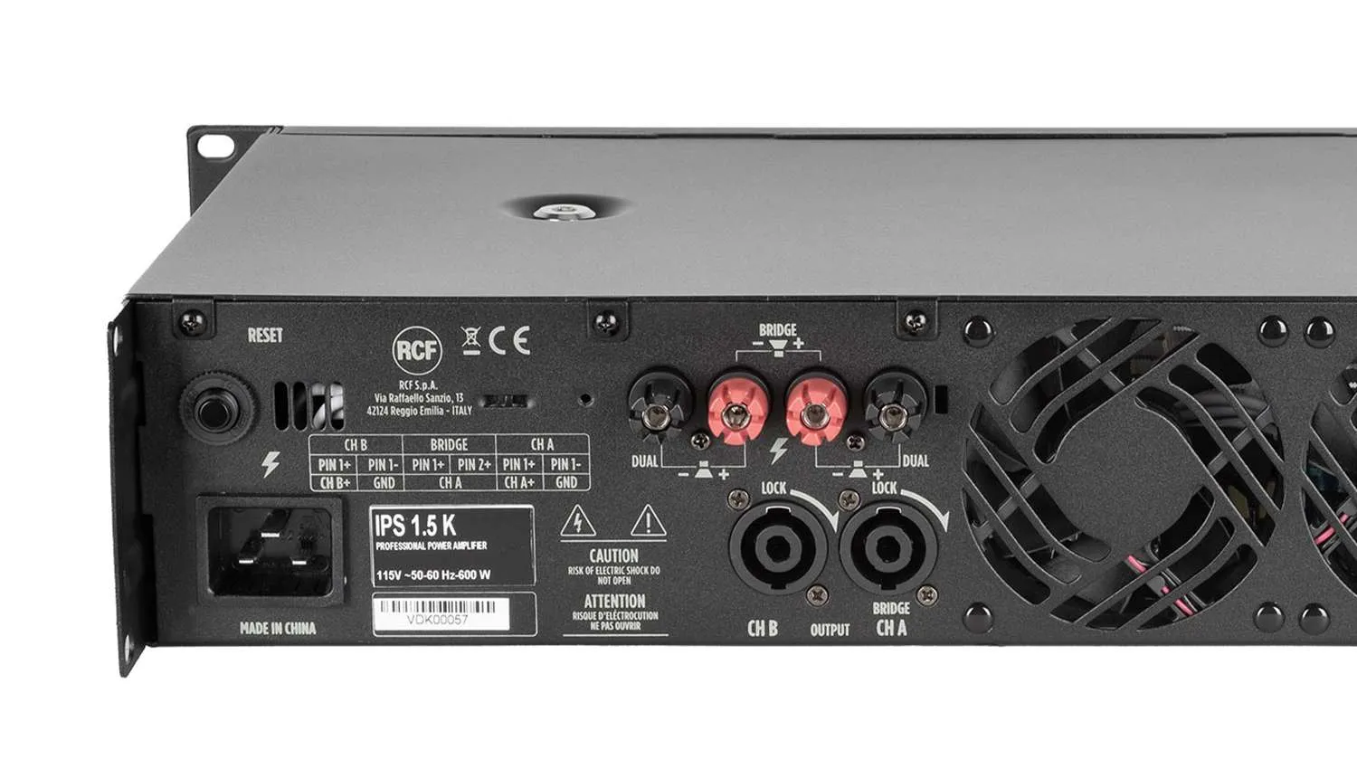 Cục đẩy công suất RCF IPS 1.5K mặt sau