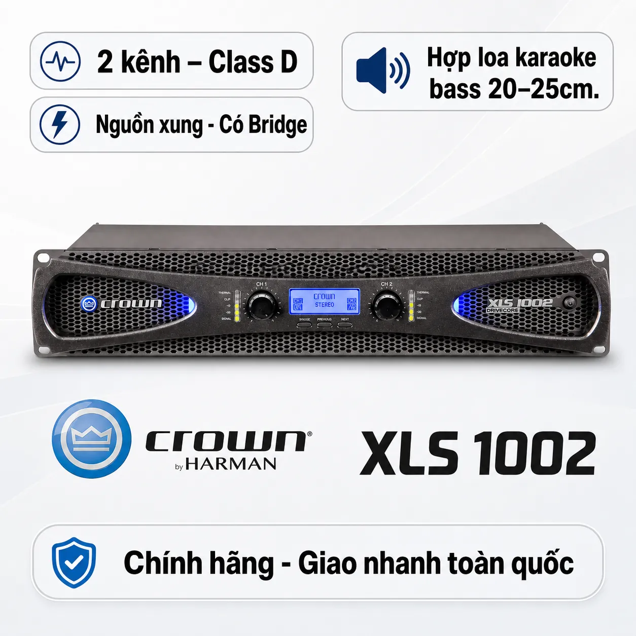 Cục đẩy công suất 2 kênh Crown XLS 1002
