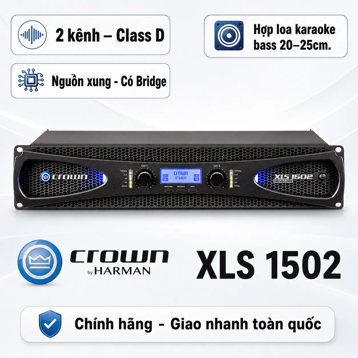 Cục đẩy công suất 2 kênh Crown XLS 1502