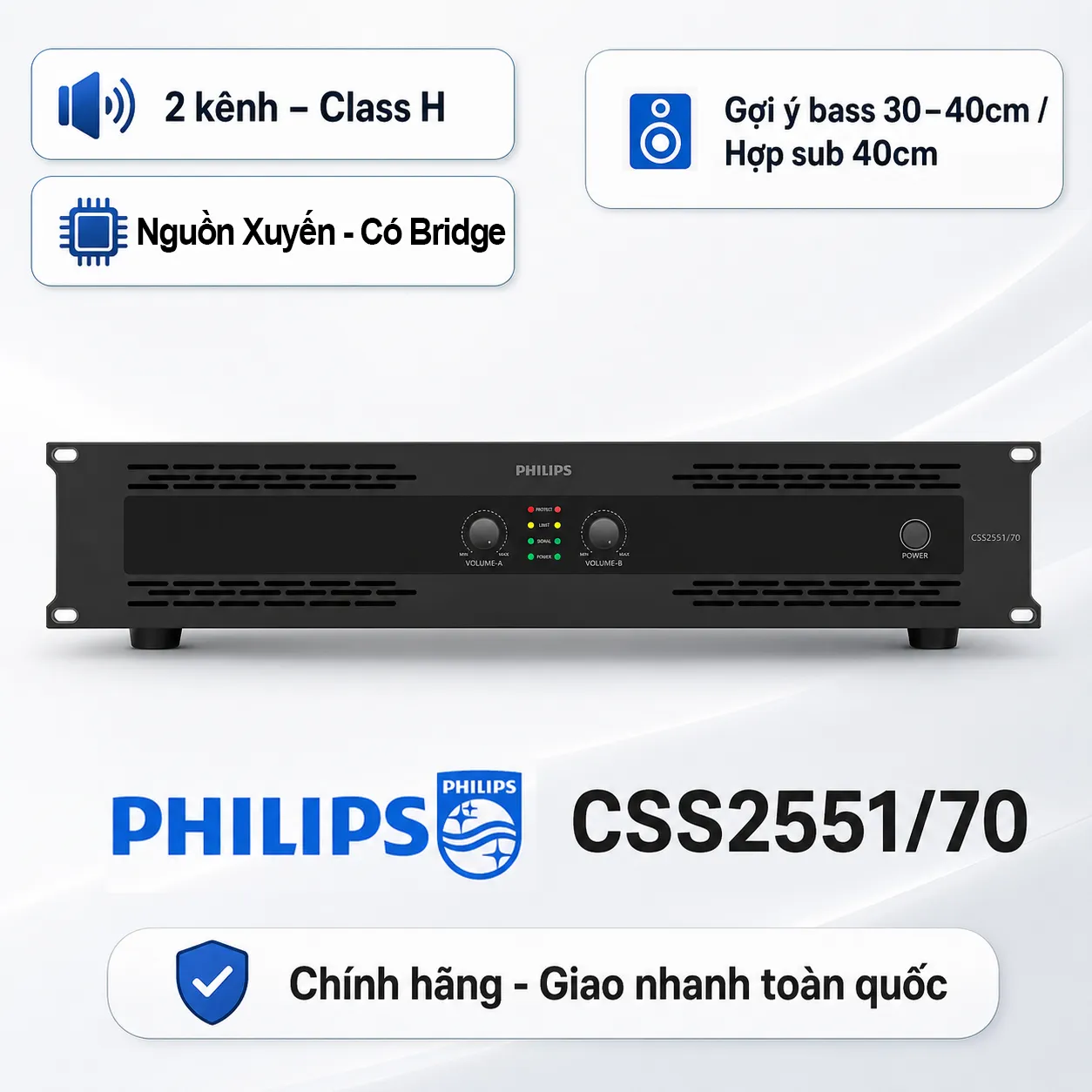 Cục đẩy công suất Philips CSS2551/70 (2 kênh, 800W, Class H)