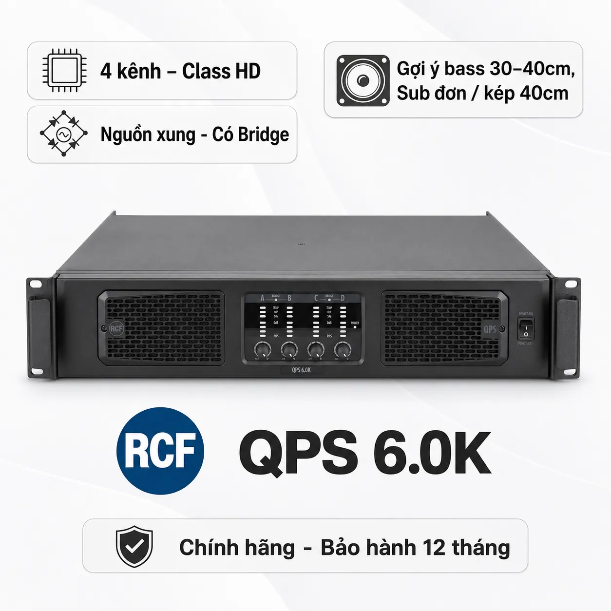 Cục đẩy công suất 4 kênh RCF QPS 6.0K (Class HD, 700W)