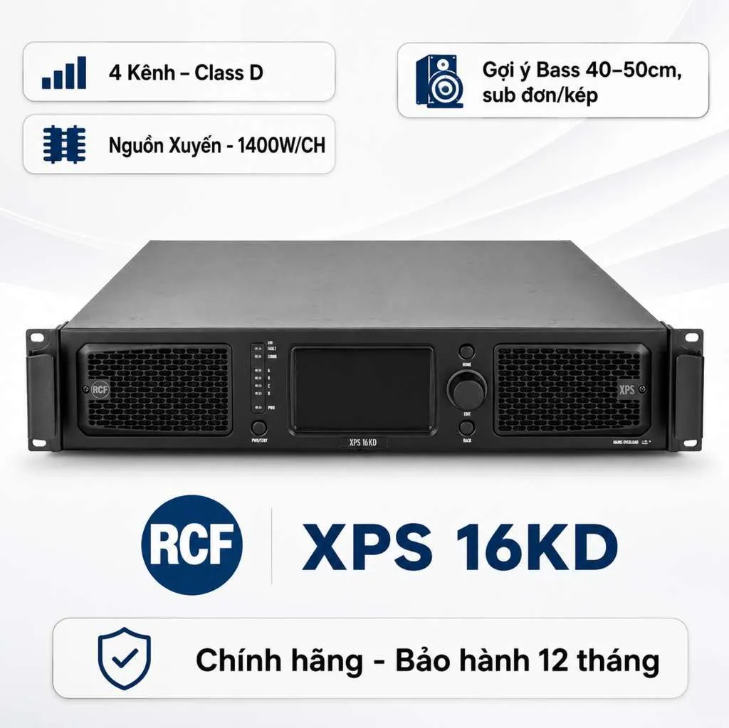 Cục đẩy công suất 4 kênh RCF XPS 16KD (Class D, 1400W)