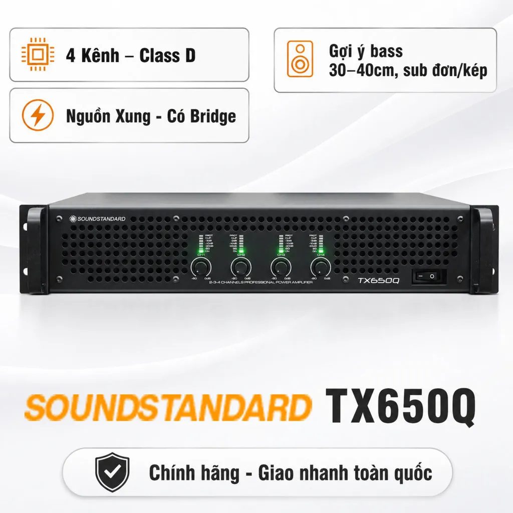 Cục đẩy công suất SoundStandard TX650Q (4 kênh)