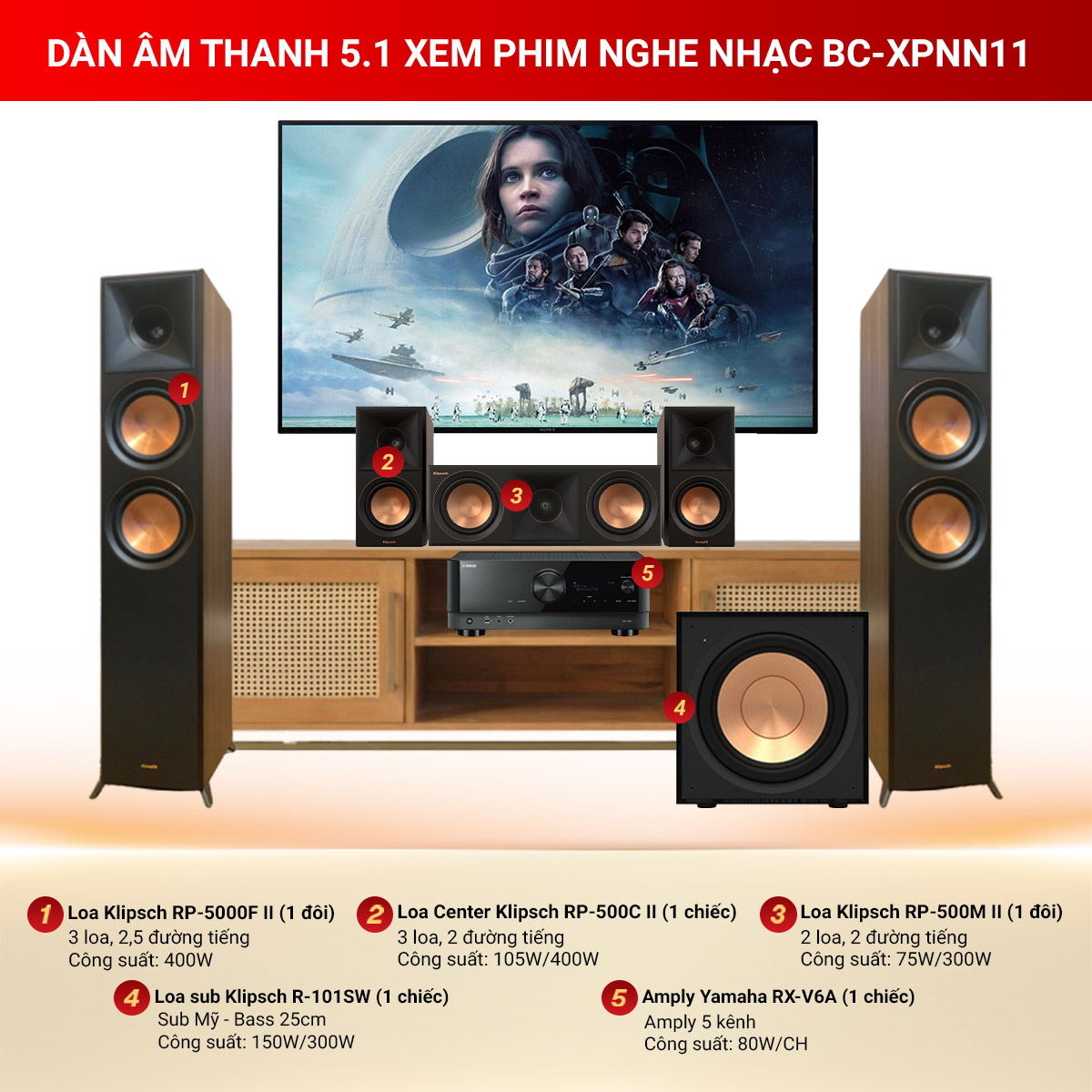 D&agrave;n &acirc;m thanh 5.1 xem phim nghe nhạc BC-XPNN11 