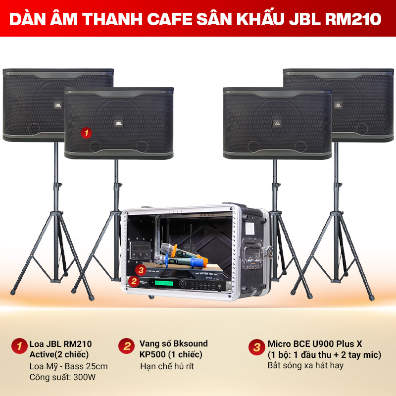 D&agrave;n &acirc;m thanh Cafe s&acirc;n khấu JBL RM210