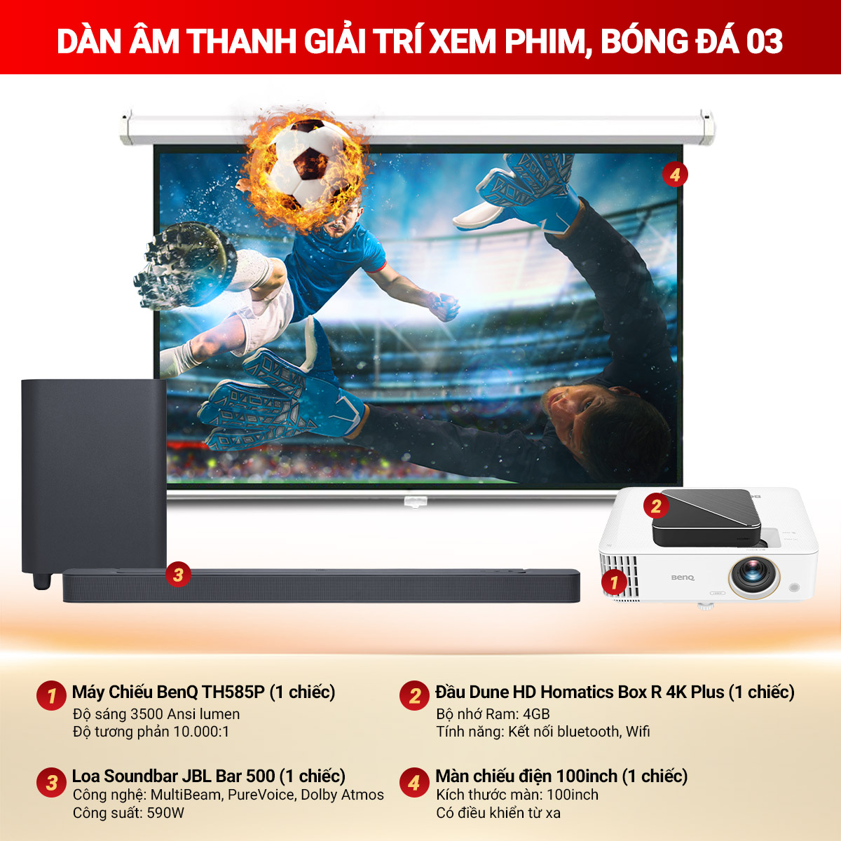 D&agrave;n &acirc;m thanh giải tr&iacute; xem phim, b&oacute;ng đ&aacute; 03 