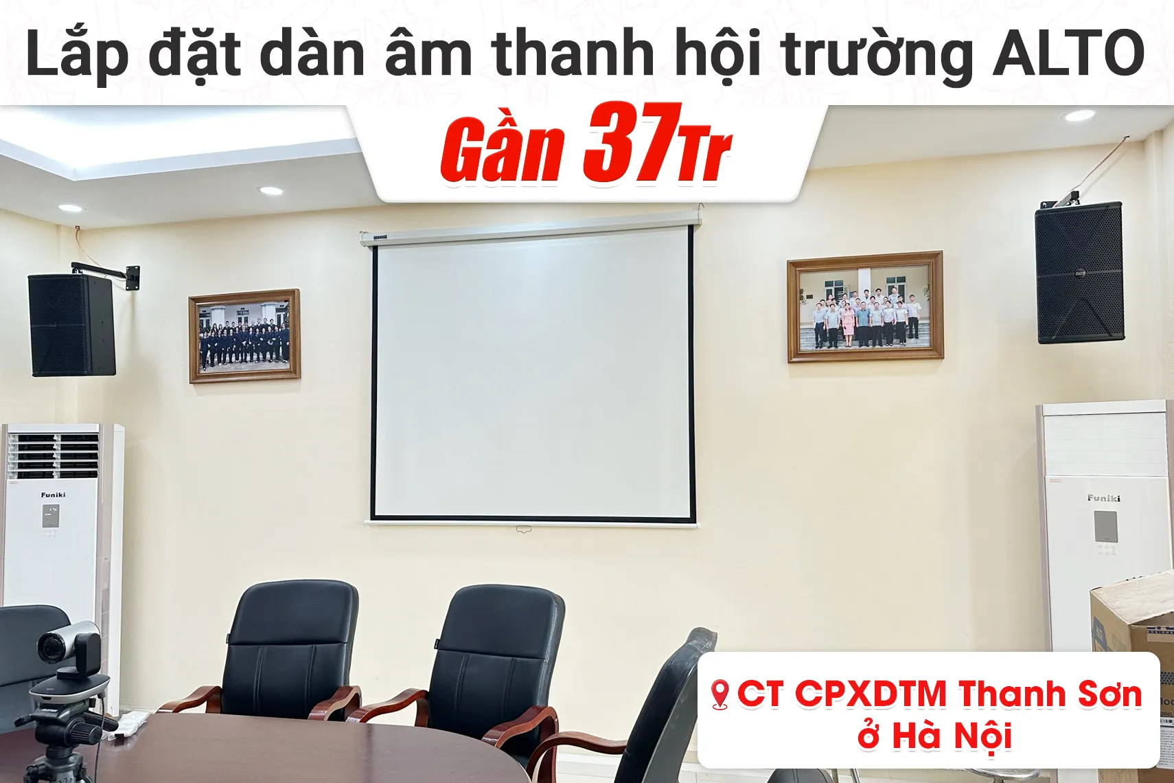 Lắp đặt dàn âm thanh hội trường Alto cho công ty tại Hà Nội (Alto AT2000II, CA-J602, X6 Luxury, BJ-U200, X26A)