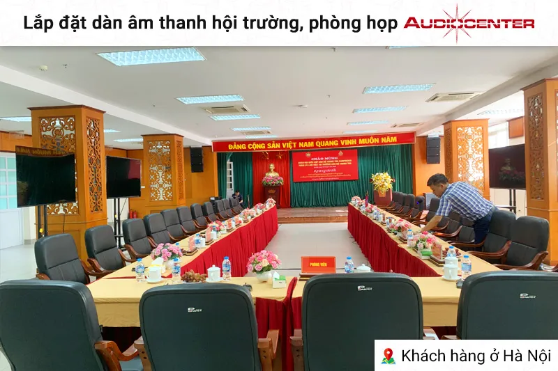 Lắp đặt dàn âm thanh hội trường, phòng họp Audiocenter cho khách hàng tại Hà Nội