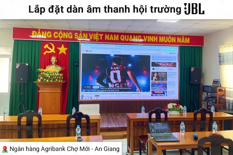 Lắp đặt dàn âm thanh hội trường JBL cho Ngân hàng Aribank Chợ Mới tại An Giang