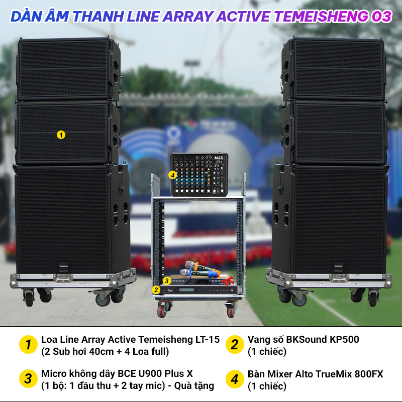 D&agrave;n &acirc;m thanh Line Array Active Temeisheng 03