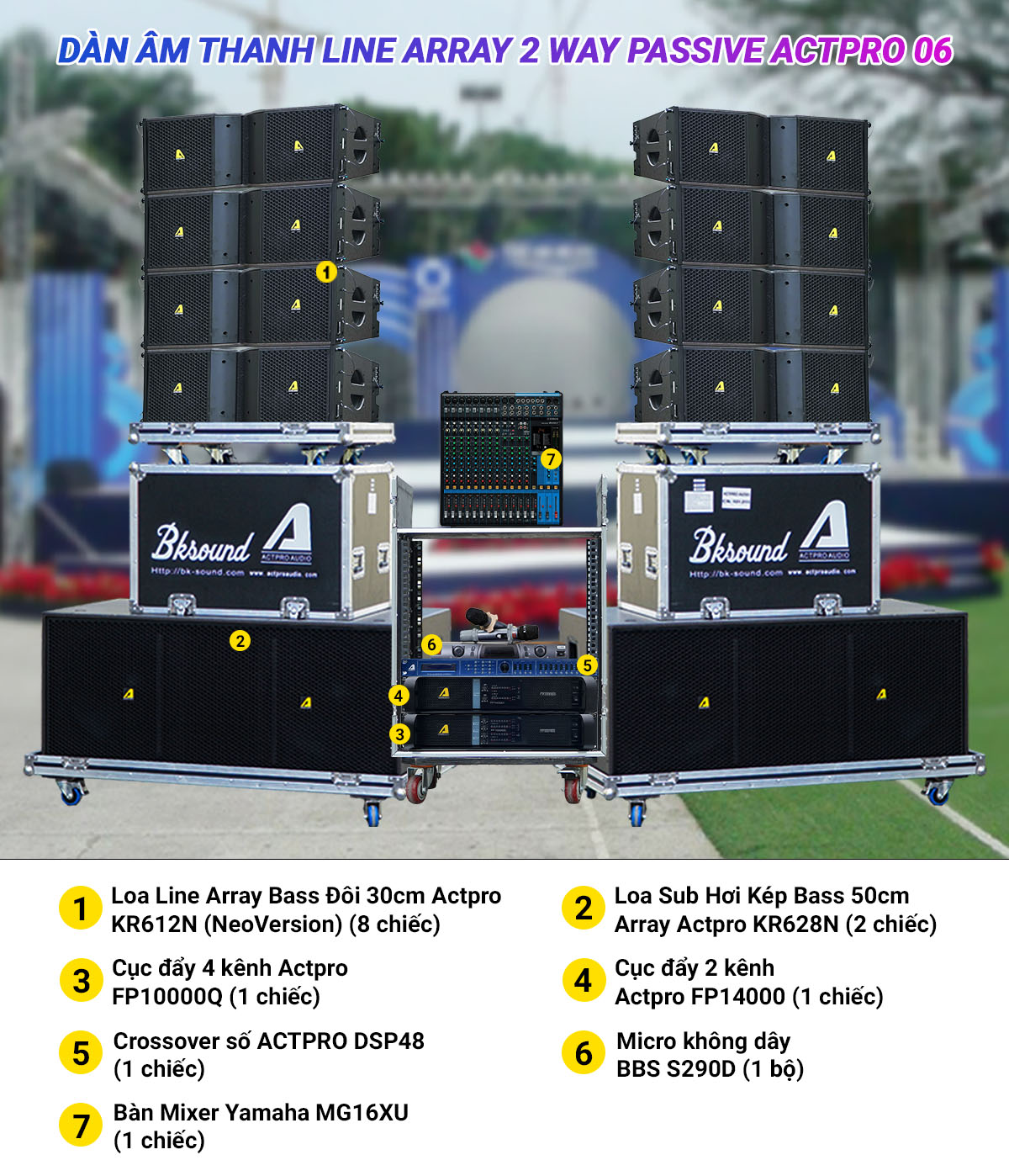 D&agrave;n &acirc;m thanh Line Array 2 way Passive Actpro 06