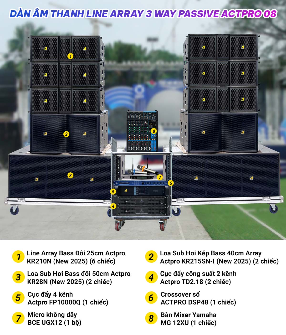 D&agrave;n &acirc;m thanh Line Array 3 way Passive Actpro 08