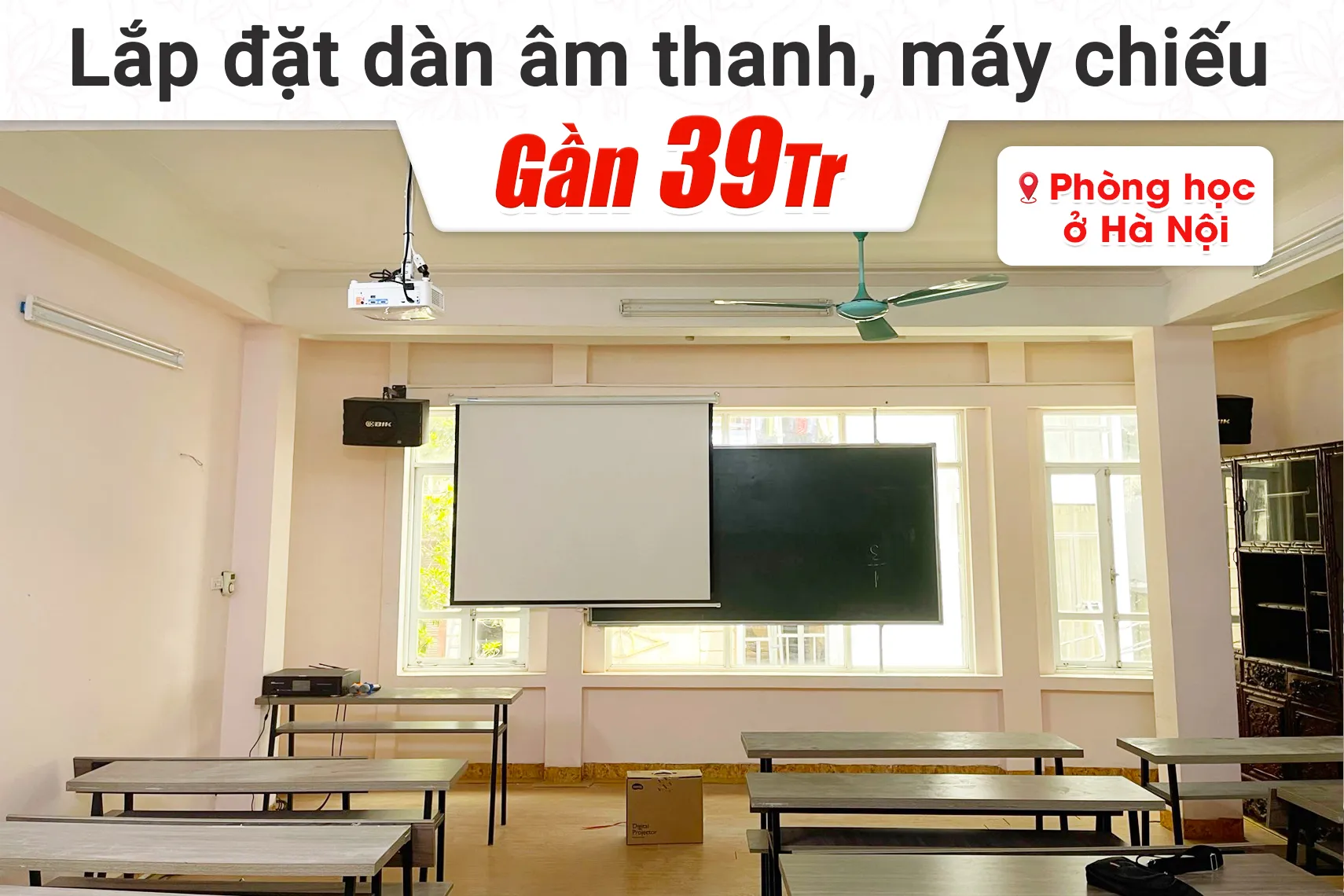 Lắp đặt dàn âm thanh, máy chiếu gần 39tr cho phòng học tại Hà Nội (BIK BJ-S668, DKA 5500, BenQ MW560, BenQ MX550)