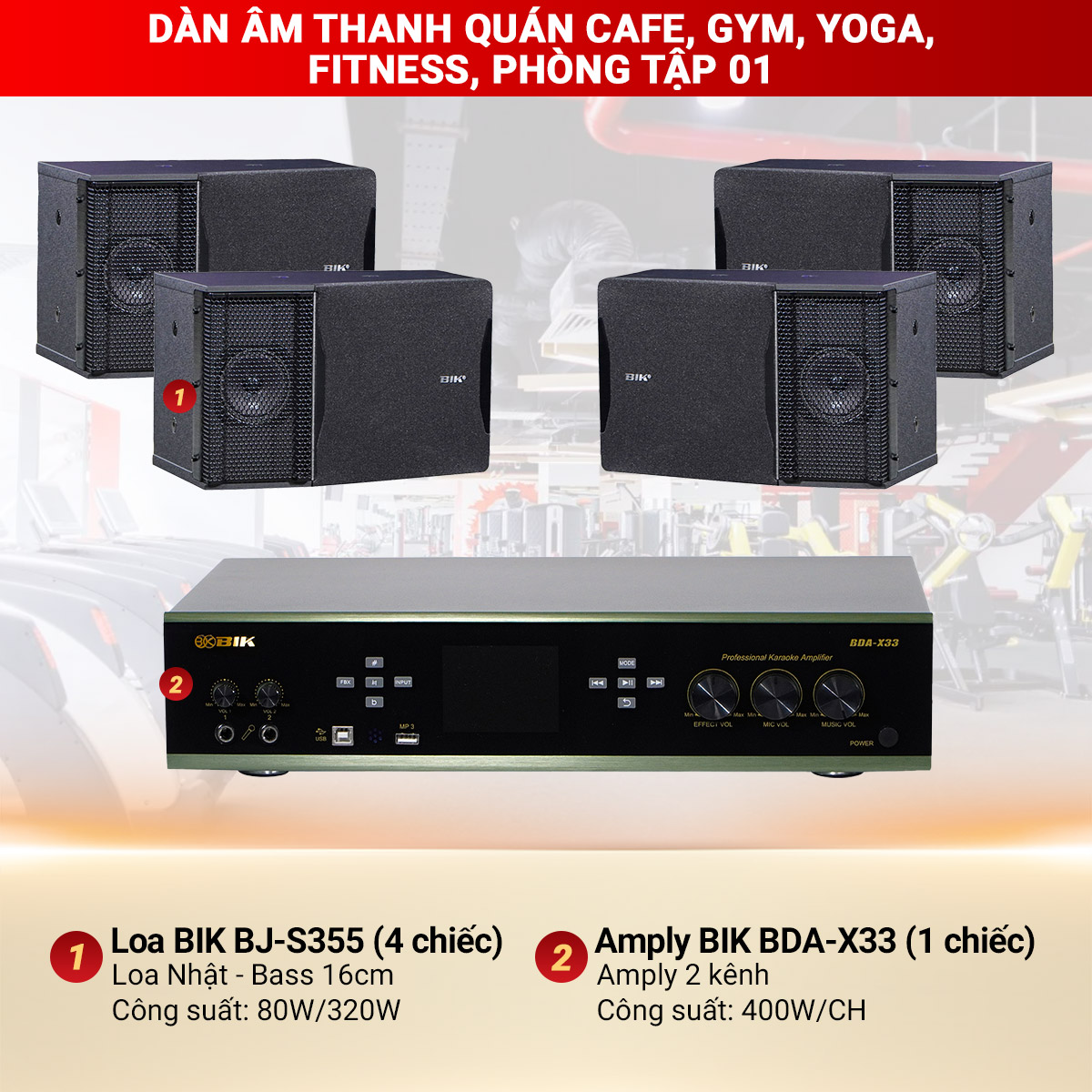 D&agrave;n &acirc;m thanh qu&aacute;n cafe, gym, Yoga, fitness, ph&ograve;ng tập 01