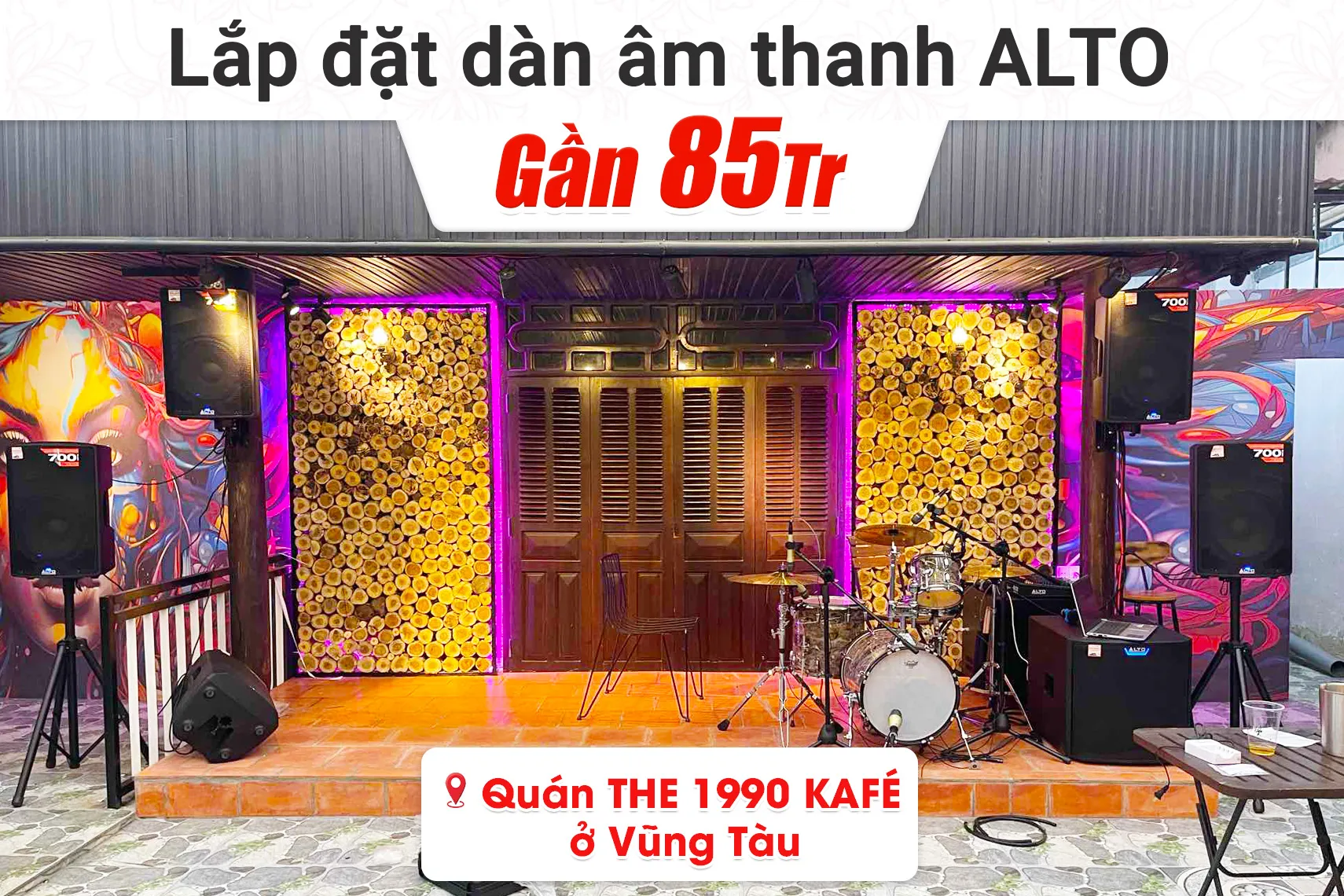 Lắp đặt dàn âm thanh Alto cho quán THE 1990 KAFÉ tại Vũng Tàu (Alto TX312, TS15S, JBL VM300, Live1604,…)