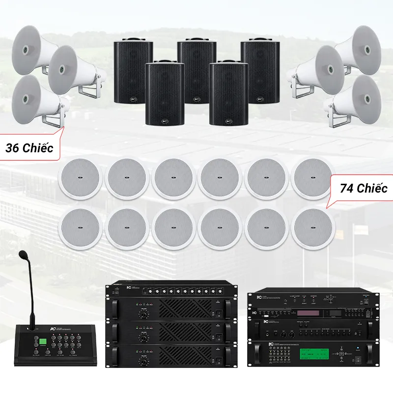 Hệ thống âm thanh thông báo analog cho nhà xưởng trên 20.000m2, phân tối đa 10 vùng