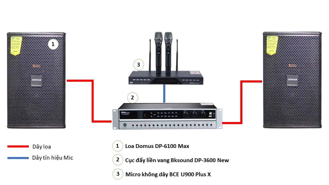 Dàn karaoke 01 (Domus DP6100 MAX + BKSound DP3600 New + BCE U900 Plus X) - Hình 5