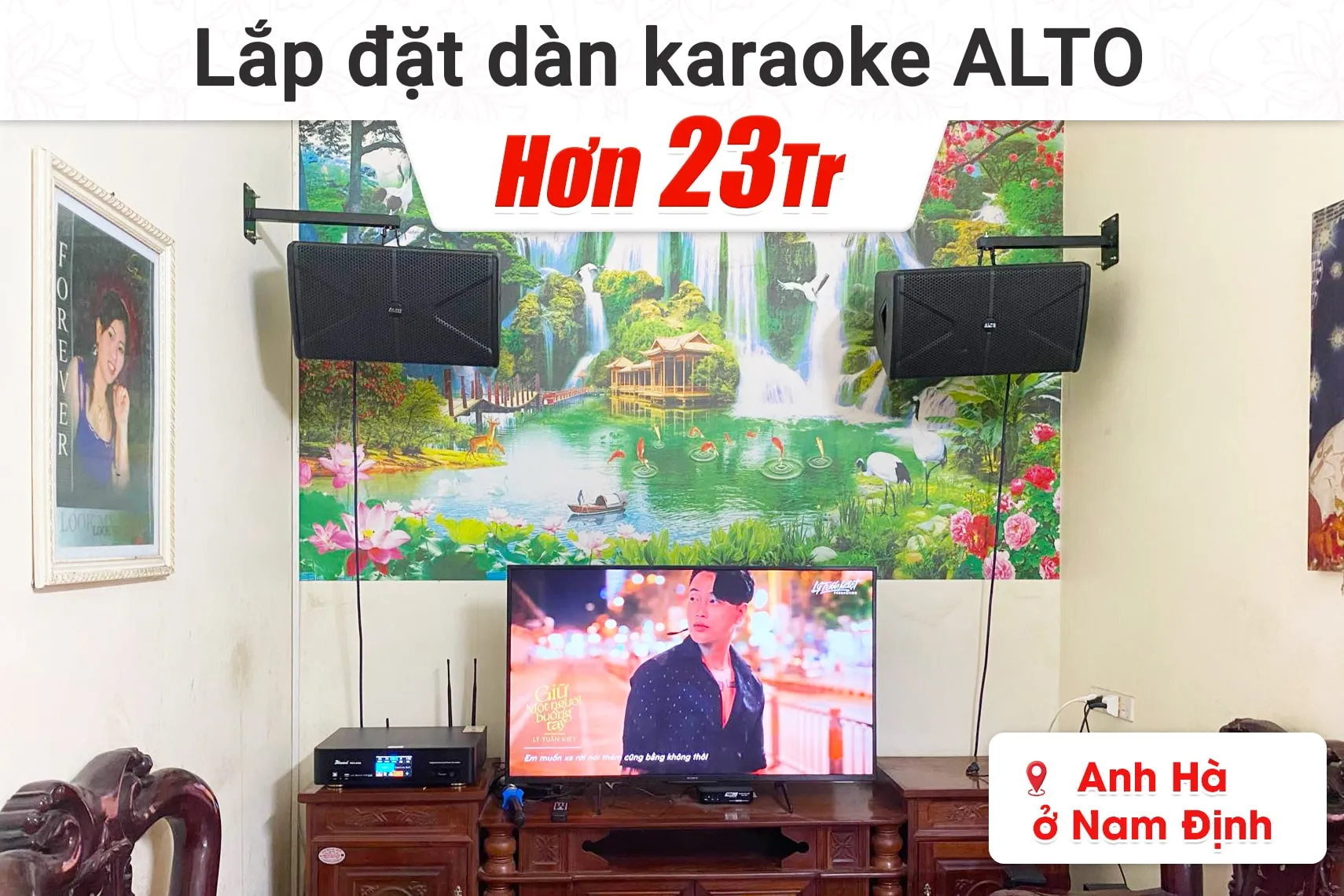 Lắp đặt dàn karaoke Alto hơn 23tr cho anh Hà tại Nam Định (Alto AT1000II, BKSound DKA 6500, BKSound SW512)