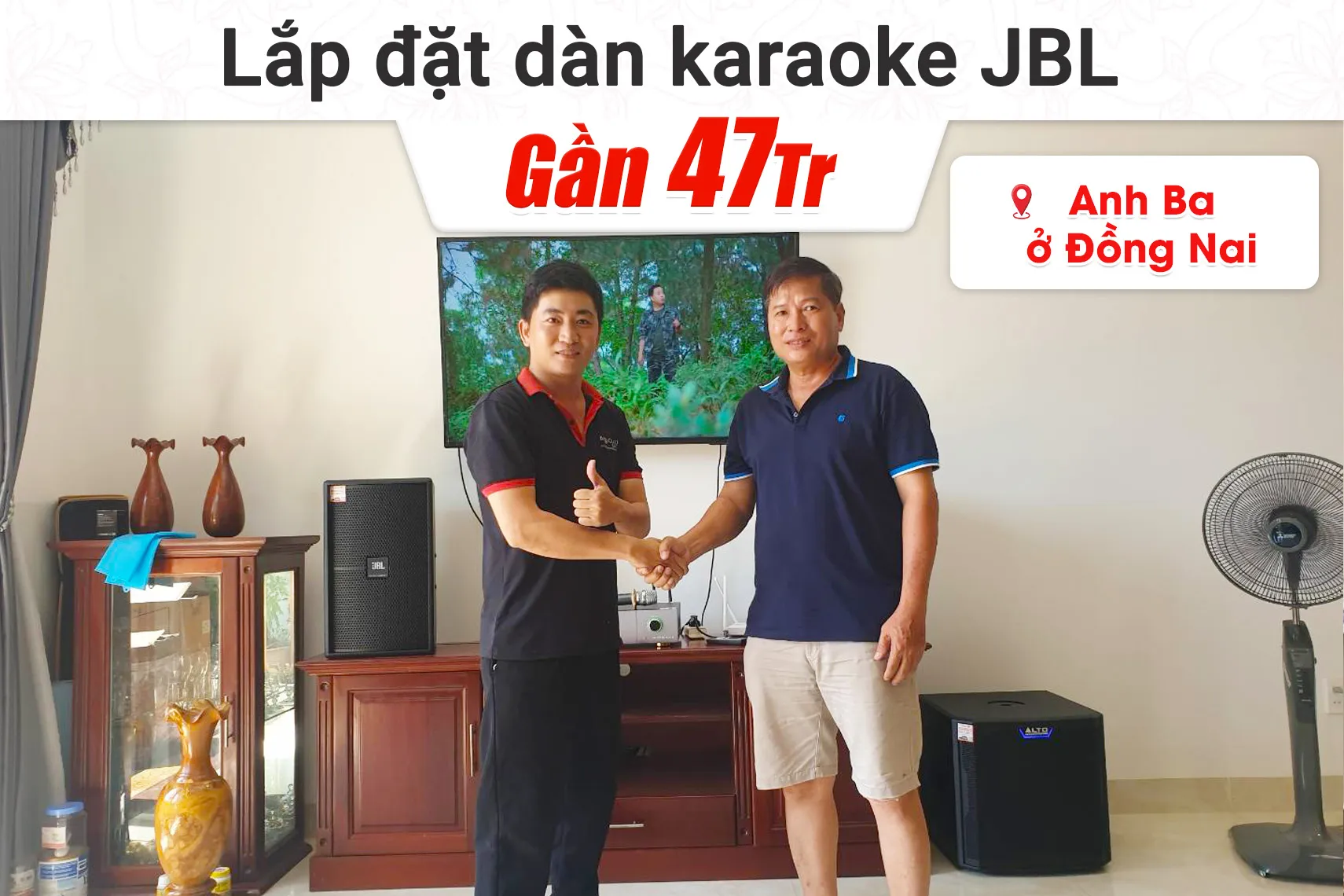 Lắp đặt dàn karaoke JBL gần 46tr cho anh Ba tại Đồng Nai (JBL KP2012 G2, Denon Pro DP-N1600, Alto TS12S)
