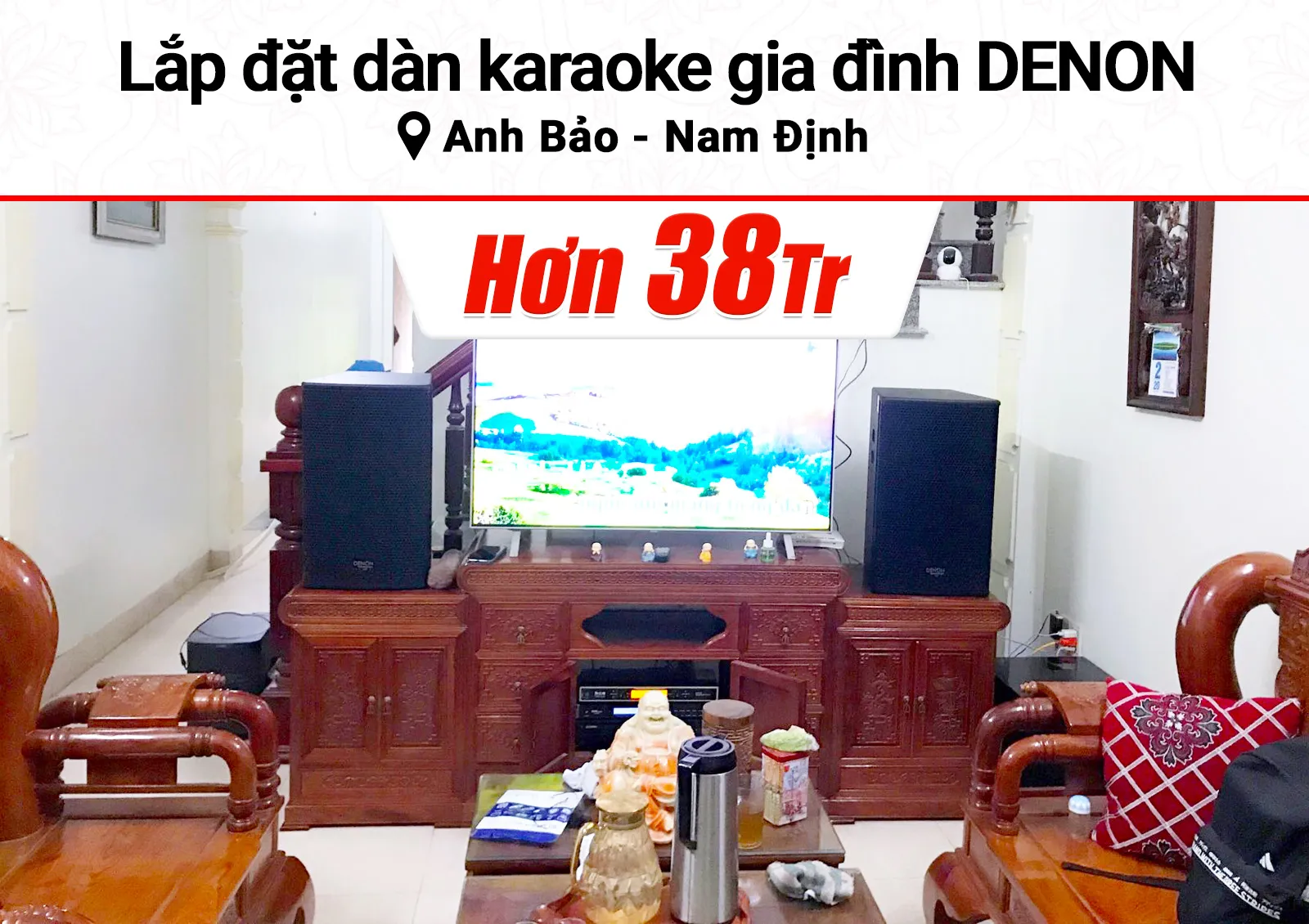 Lắp đặt dàn karaoke Denon hơn 38tr cho anh Bảo tại Nam Định (Denon DP-R212, VM620A, KP500, BJ-W25A, UGx12 Gold)