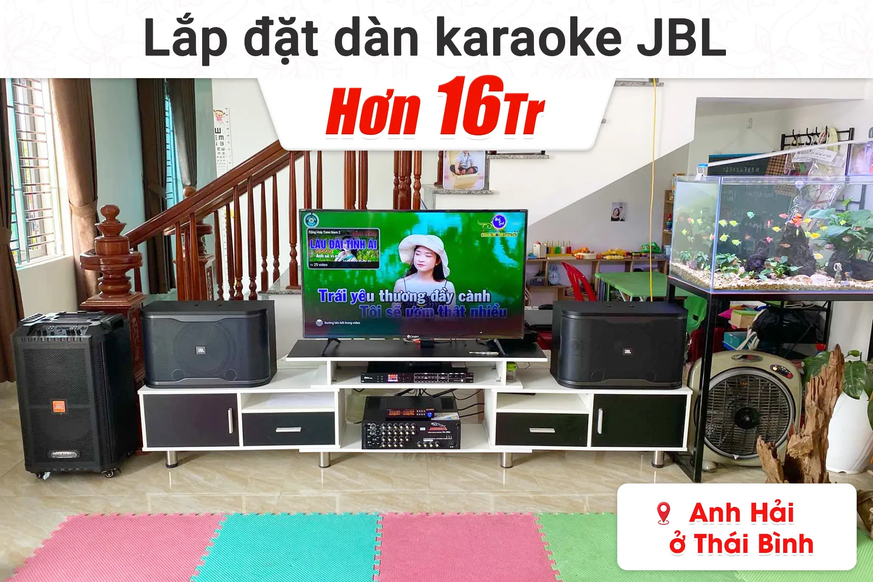 Lắp đặt dàn karaoke JBL hơn 16tr cho anh Hải tại Thái Bình (JBL RM210, BKSound DSP-9000 Plus, BJ-U100)