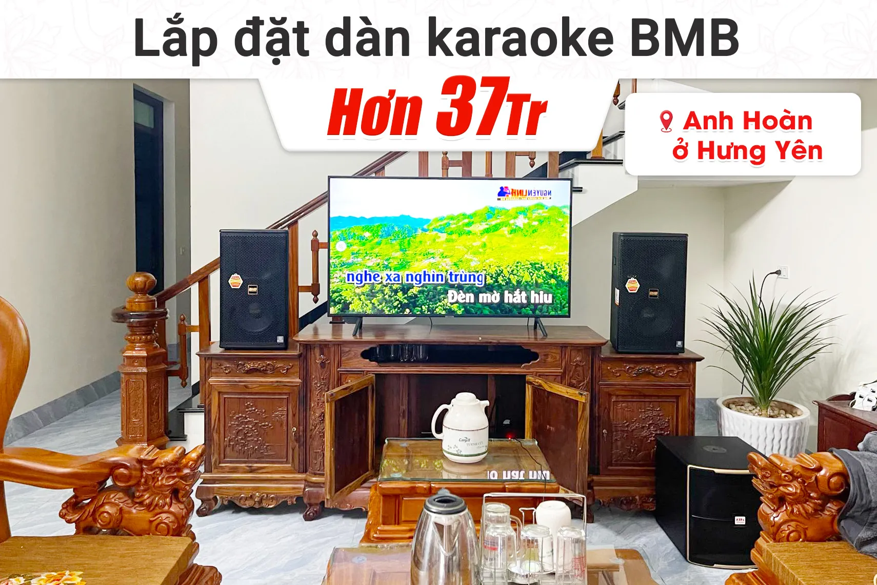 Lắp đặt dàn karaoke BMB hơn 37tr cho anh Hoàn tại Hưng Yên (BMB 1210SE, Denon DP-N1600,…)
