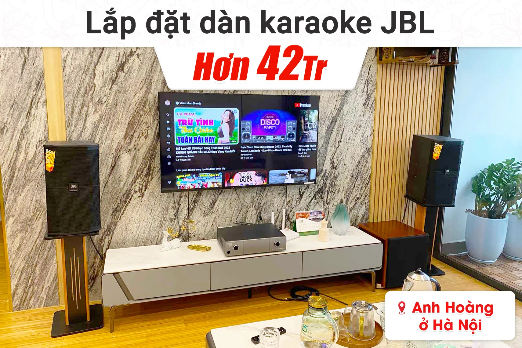 Lắp đặt dàn karaoke JBL hơn 42tr cho anh Hoàng tại Hà Nội (JBL XS10, Denon Pro DP-N1600, SW512C)