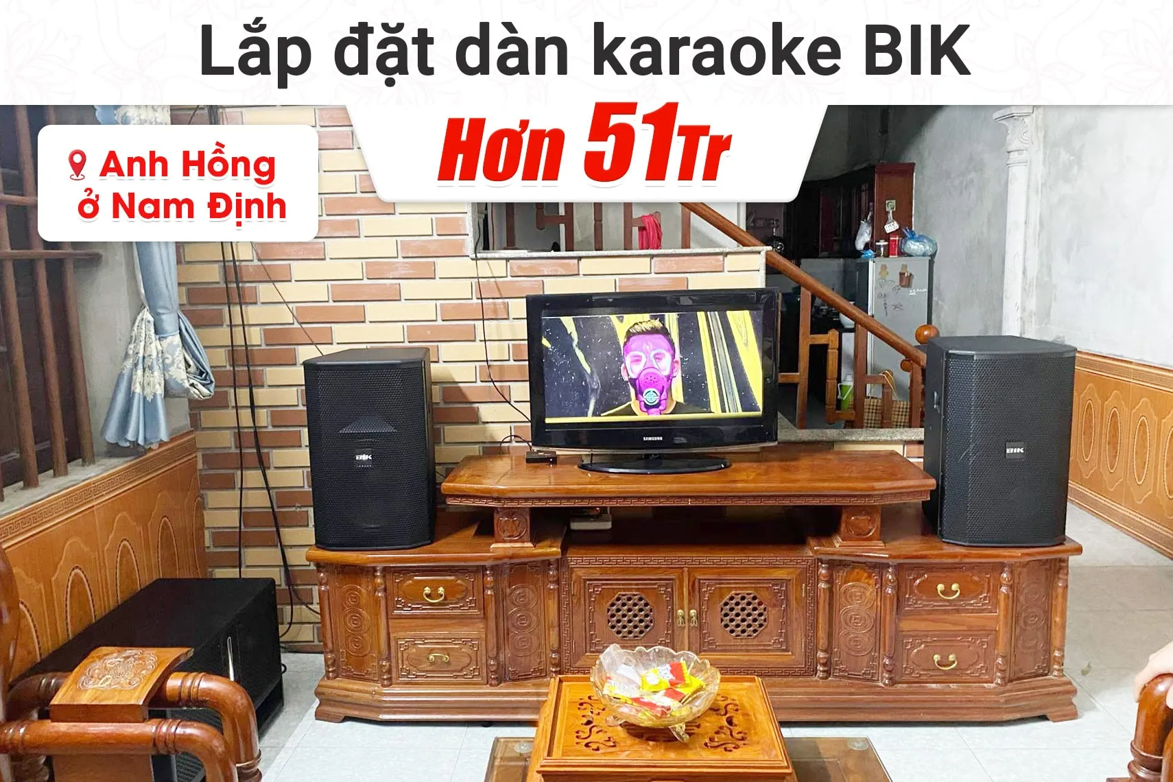 Lắp đặt dàn karaoke BIK hơn 51tr cho anh Hồng tại Nam Định (BIK BSP 412II, CA-J804, BPR-8600, W66 Plus, BJ-U600)